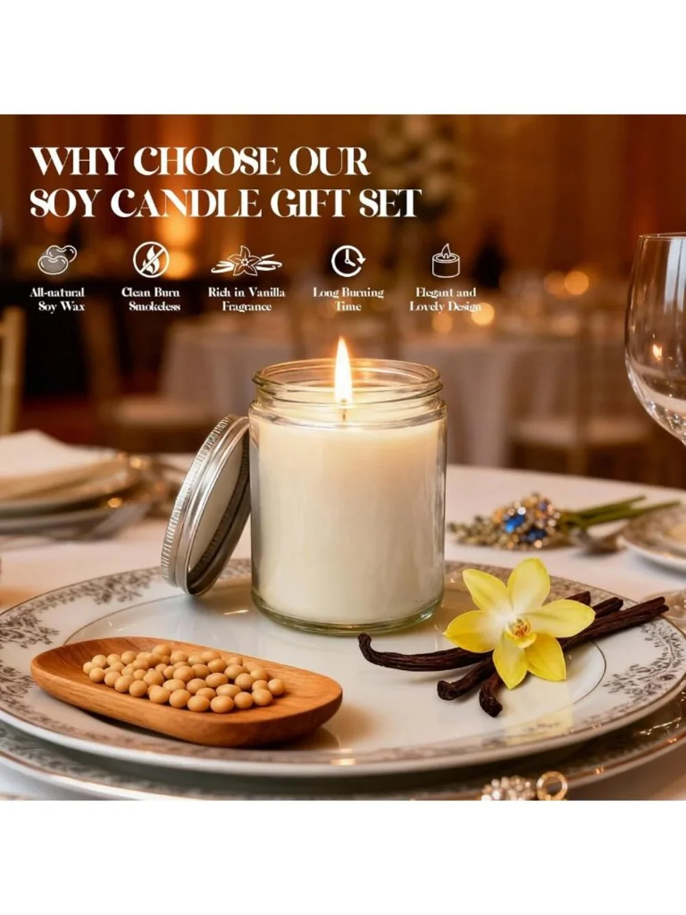 12 PCS Large Vanilla Scented Candles | White Soy Wax, Long-Lasting Cozy